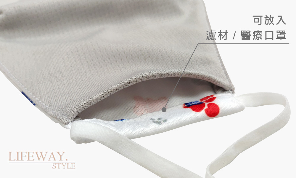 台灣創意家-抗UV涼感口罩-四合一可放濾材或口罩- Taiwan花布大人款開口