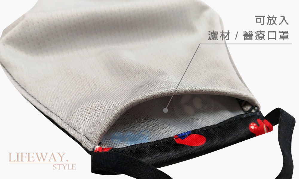台灣創意家-抗UV涼感口罩-四合一可放濾材或口罩- Taiwan花布大人款開口